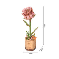 3D Wooden Flower Puzzle: Pink Rose