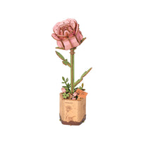 3D Wooden Flower Puzzle: Pink Rose