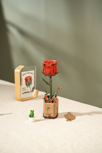 3D Wooden Flower Puzzle: Red Rose