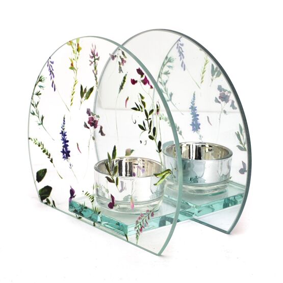 Tea Light Holder: Glass Wildflower